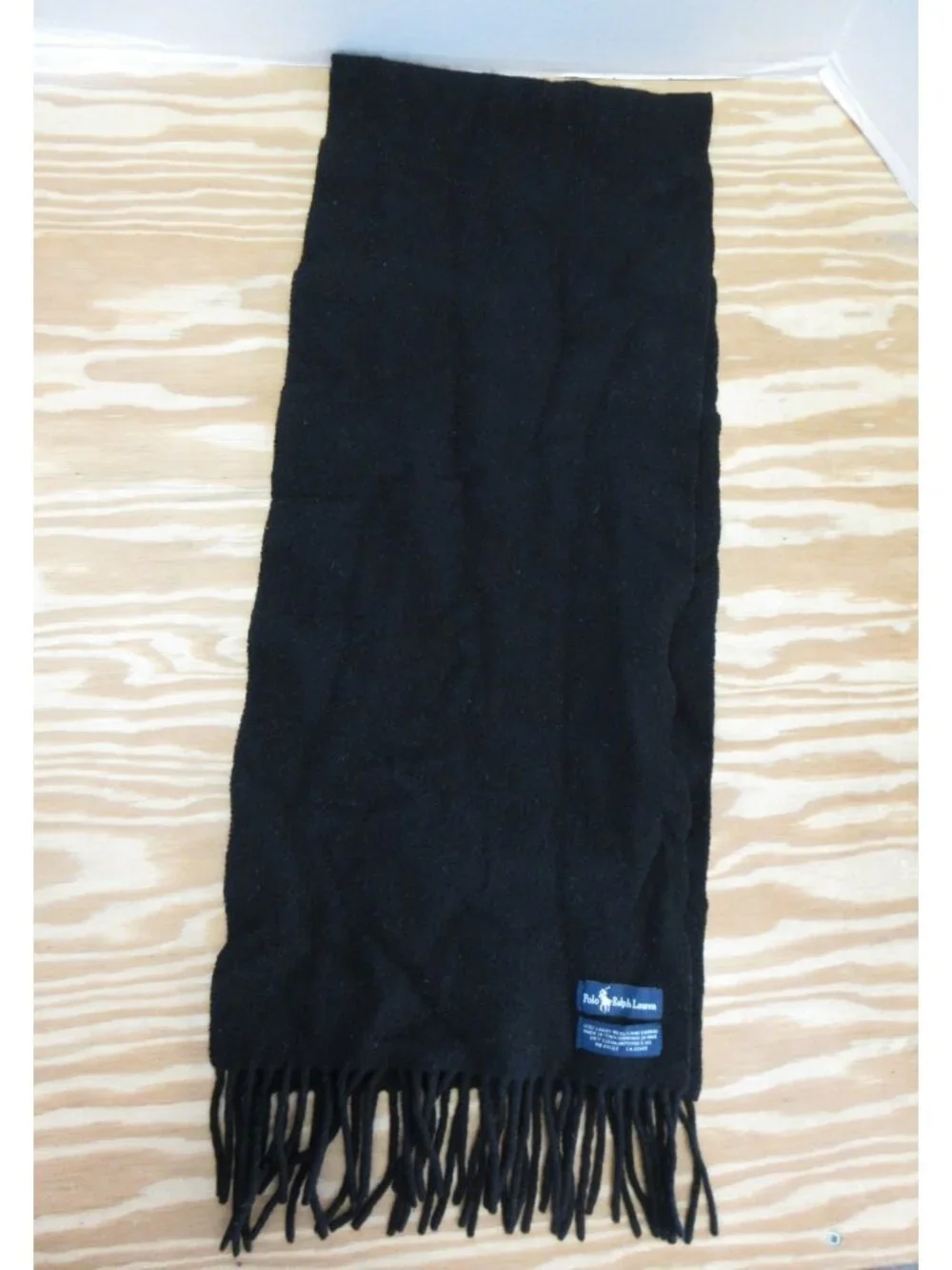 Ralph Lauren Polo Scarf Lambs Wool White Pony Fringe Preppy Italy